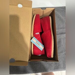 Toms Red Canvas Slip-On Flats